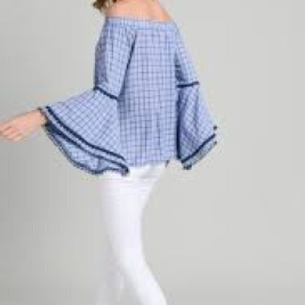 Doe & Rae Off shoulder Plaid Top Size M